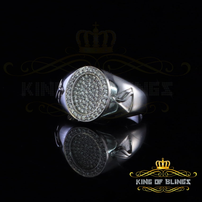 King Of Bling'sSilver Sterling White 1.50ct Cubic Zirconia Wide Oval Men's Ring Big Size 11