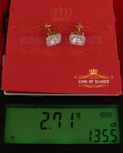 King of Bling's 3.8ct Cubic Zirconia 925 Yellow Silver Women's & Men's Hip Hop Square Earrings KING OF BLINGS