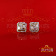 King  of Bling's New Men's Square Yellow Stud 925 Silver 1.66ct VVS 'D' Moissanite Womens Earring KING OF BLINGS