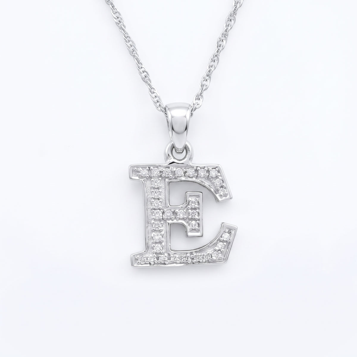King Of Bling's Attractive Sterling SilverAll Alphabet Letter White Pendant with Cubic Zirconia KING OF BLINGS