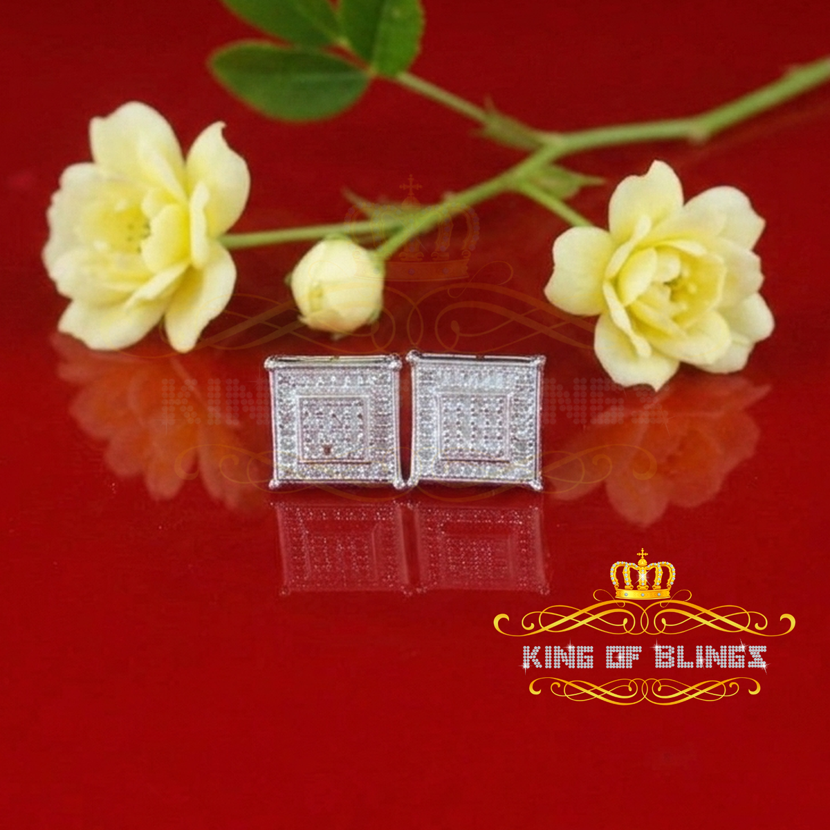King Of Bling's 0.20ct Genuine Diamond 925 White Sterling Silver Hip Hop Men's/Women's Earrings KING OF BLINGS