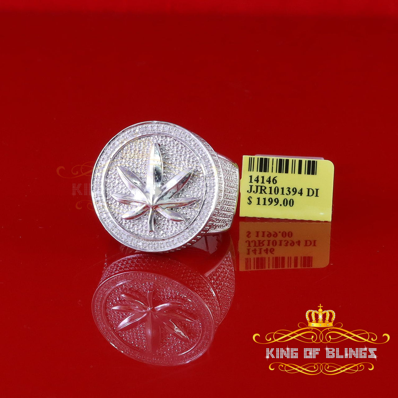 0.25ct Diamond Round Silver white Heart Men's Adjustable Ring From SZ 11 to 13
