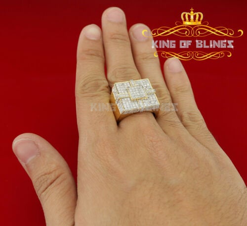 King Of Bling's Silver Yellow 6.00ct Cubic Zirconia Square Adjustable Ring From Size 10 to 12 KING OF BLINGS