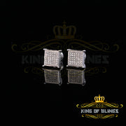 King Of Bling's 0.20ct Diamond Collection White 925 Sterling Silver Women & Men Square Earrings KING OF BLINGS