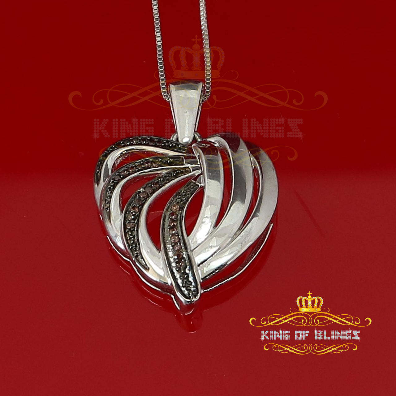 King Of Bling's King Of Bling's White Heart Shape 925 Silver Pendant 0.22ct Cubic Zirconia