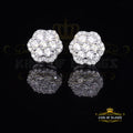 King of Blings- Aretes Para Hombre 925 White Silver 1.74ct Cubic Zirconia Flower Women's Earring KING OF BLINGS