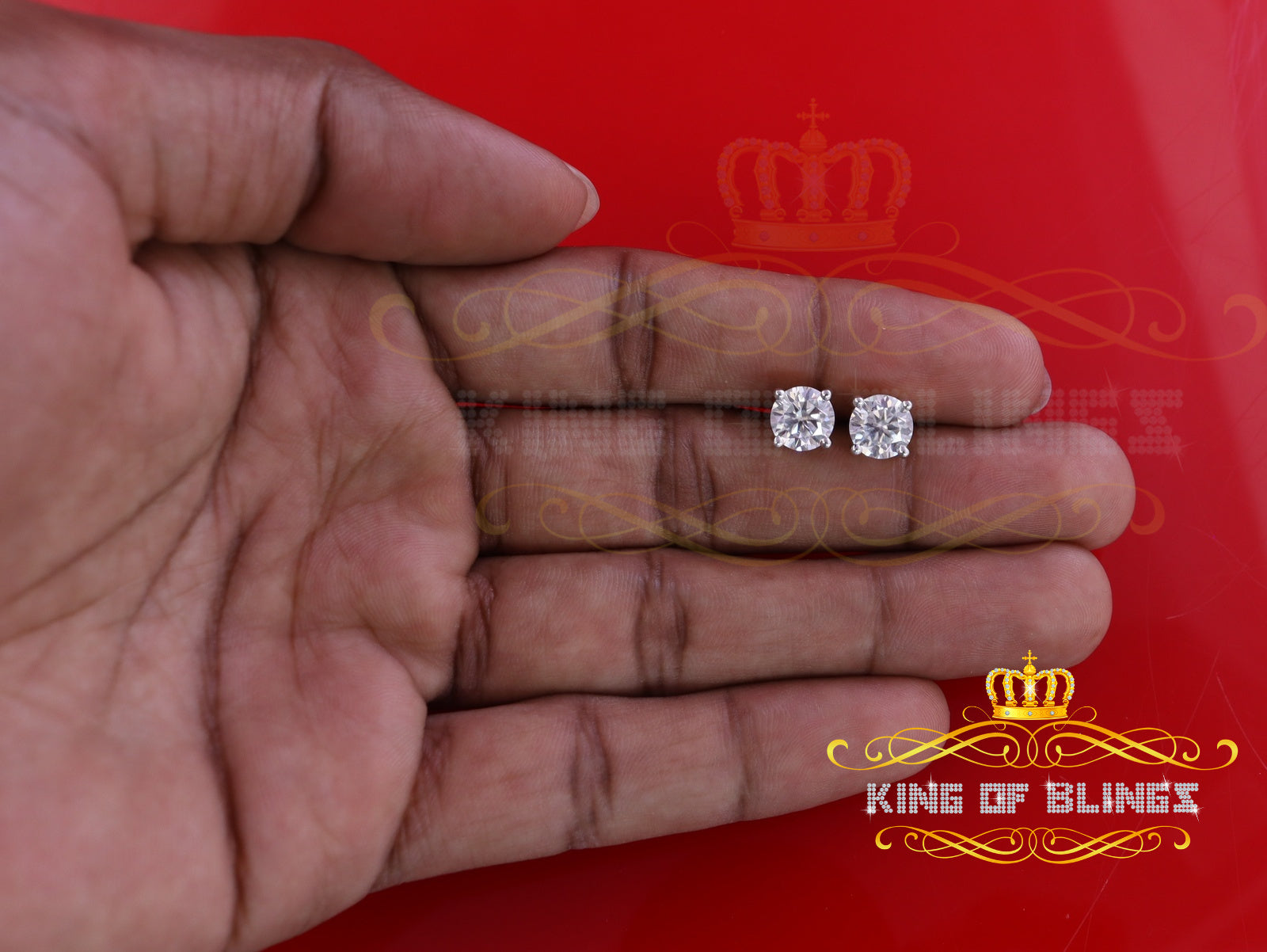 King  of Bling's Mens & Womens stud 925 silver Yellow 3.00ct VVS 'D' Color Moissanite Earrings KING OF BLINGS