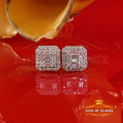King  of Bling's Men's/Womens 925 Silver Yellow 0.25ct VVS 'D' Moissanite Square Stud Earrings King of Blings