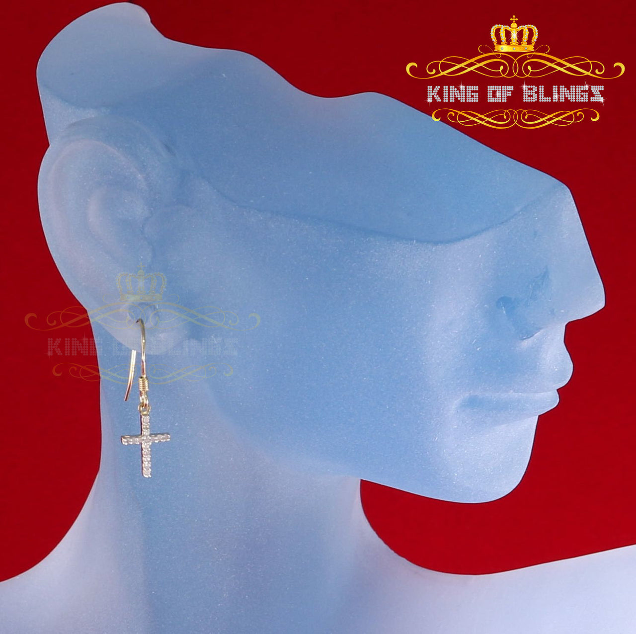 King of Blings-0.15ct Diamond 925 Sterling Silver Yellow Dangling Stud Earring For Men / Women