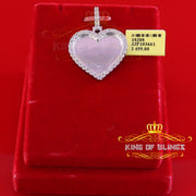 King Of Bling's KOB Real 0.10ct Diamond White 925 Sterling Silver 1" Heart PICTURE Charm Pendant KING OF BLINGS
