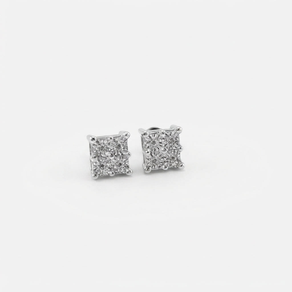 King Of Bling's 0.05ct Diamond Stud Earrings For Women White 925 Sterling Silver Stud For Men KING OF BLINGS