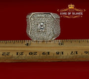 925 Silver White 14.00ct Cubic Zirconia Wide Band Cocktail Men's Ring Size 10 KING OF BLINGS