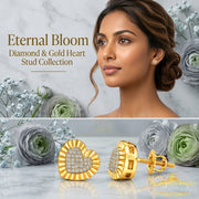 King Of Bling's Aretes Para Hombre Heart 925 Yellow Silver 0.10ct Diamond Women & Men Earrings KING OF BLINGS