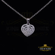 King Of Bling's Promise White Sterling Silver Heart Shape Pendant with 0.87ct Cubic Zirconia KING OF BLINGS