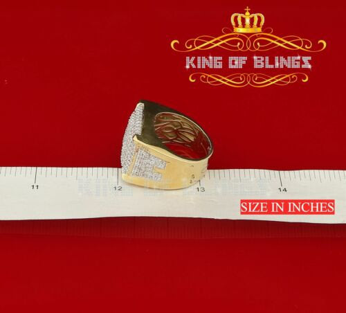 King Of Bling's Men's Yellow Silver 4.50ct Cubic Zirconia Square Adjustable Ring From SZ 8 to 10 KING OF BLINGS