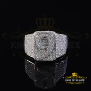 1.75ct Sterling White Silver Cubic Zirconia NUMBER 9 Silver Men's Ring Size 9 KING OF BLINGS