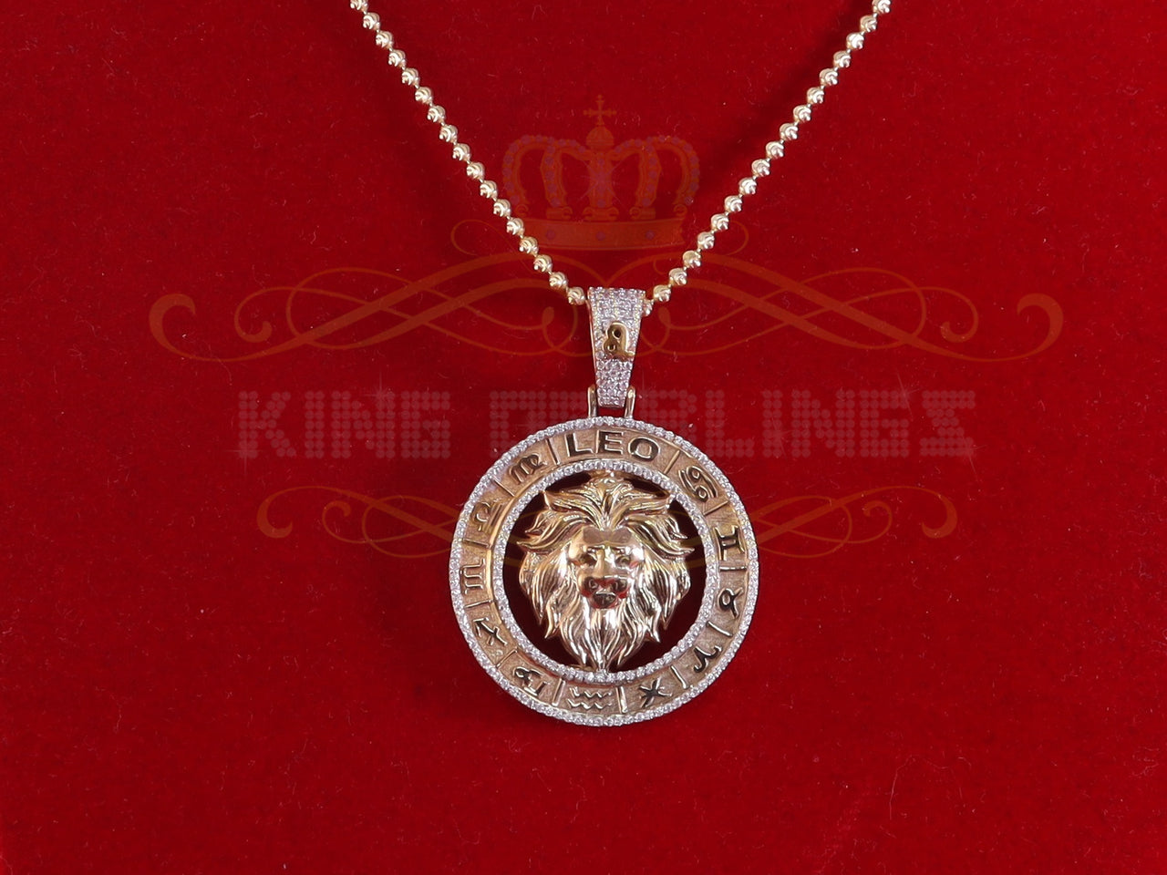 1.77ct Cubic Zirconia Sterling Yellow Silver LEO Pendant For Men's & Women's KING OF BLINGS