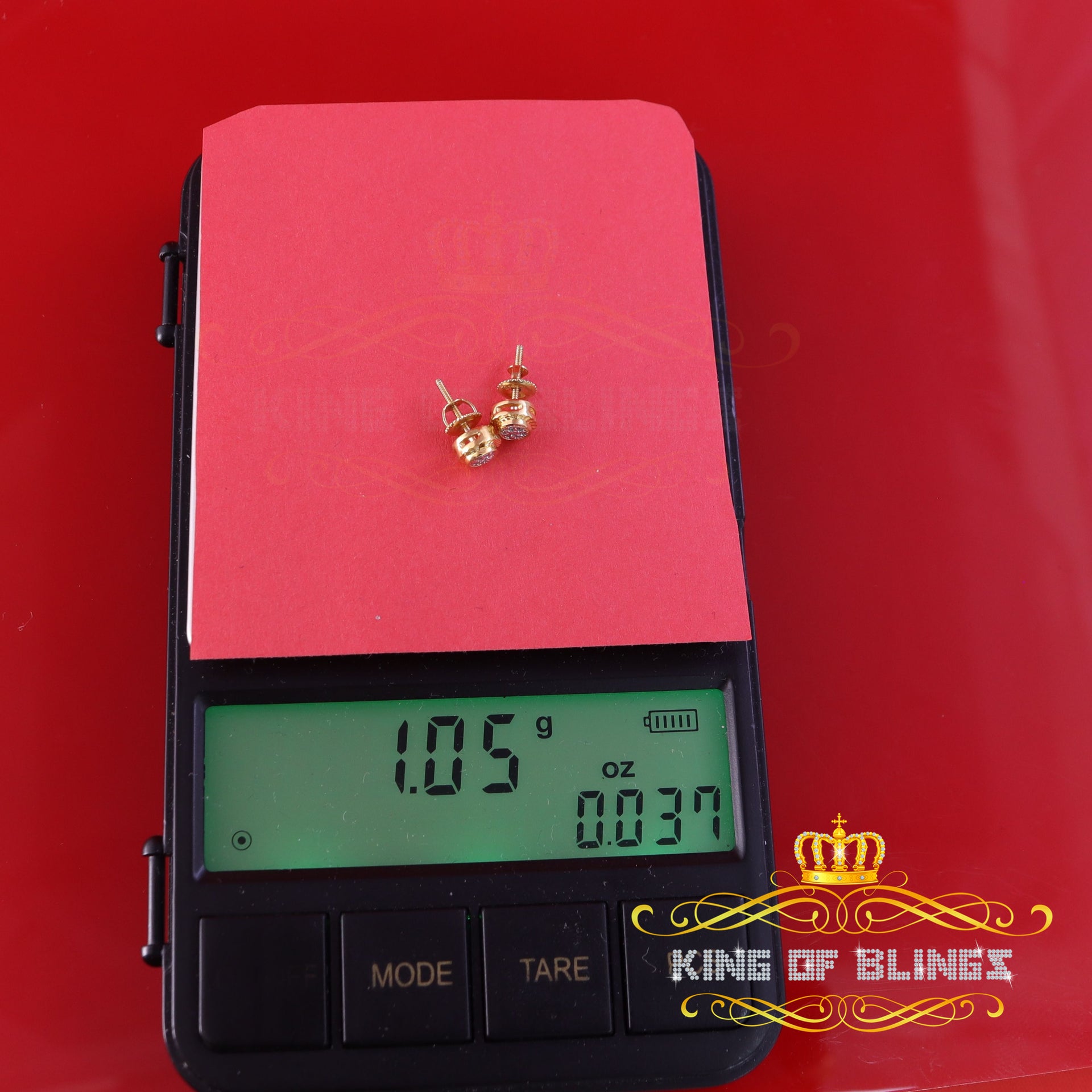 King of Blings-925 Sterling Silver 0.05ct Diamond For Women's Yellow Stud Round style Earrings KING OF BLINGS