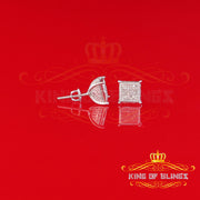 King Of Bling's 0.20ct Diamond Collection White 925 Sterling Silver Women & Men Square Earrings KING OF BLINGS