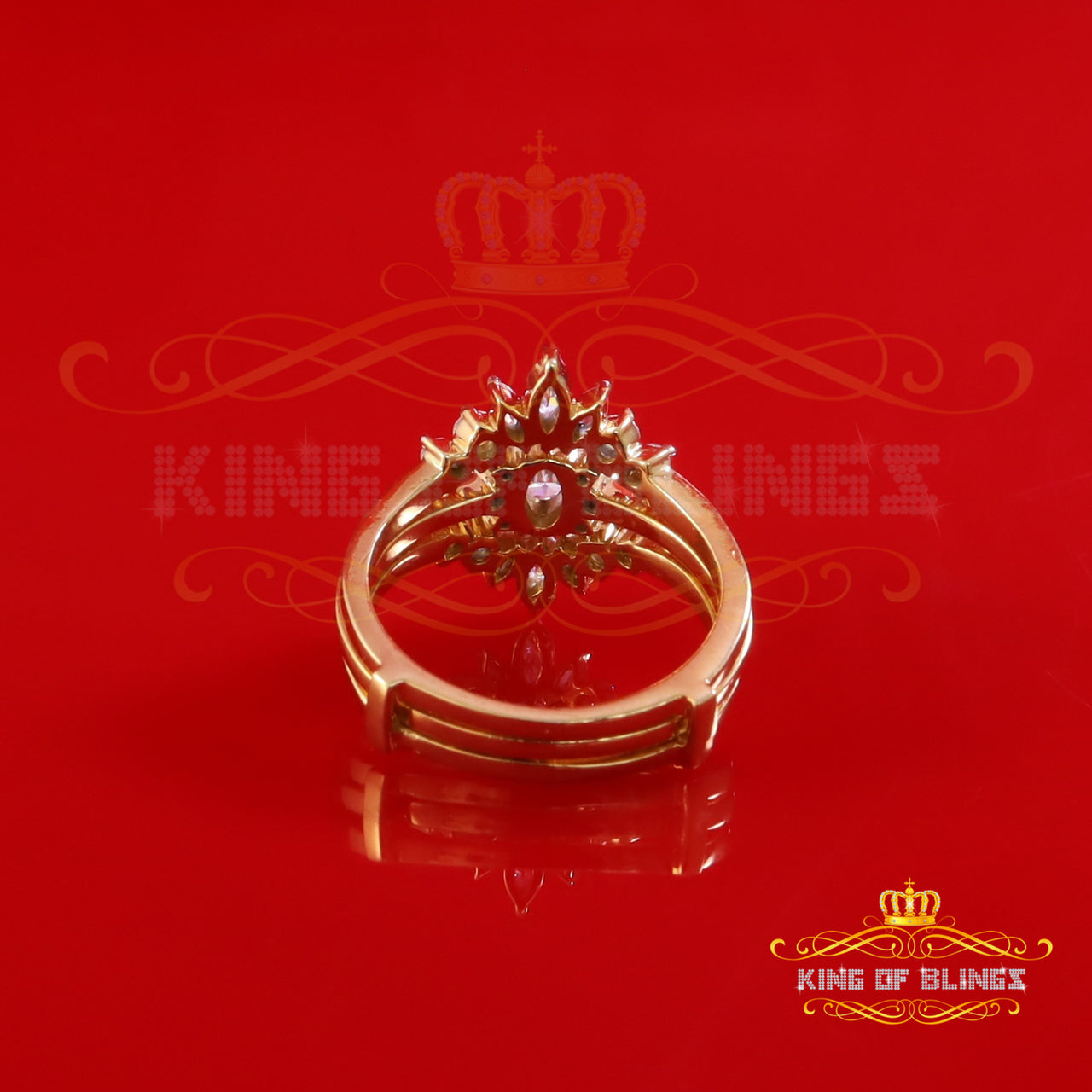 King of Bling's New 925 Sterling Silver Yellow 1.25ct VVS'D' Oval Moissanite Bridal Rings Size 7 King of Blings