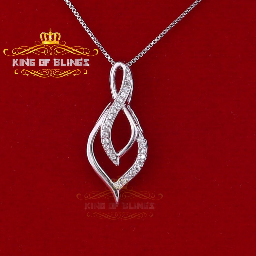 King Of Bling's White 925 Sterling Silver Pendant Charming Necklace Shape 0.20ct Cubic Zirconia