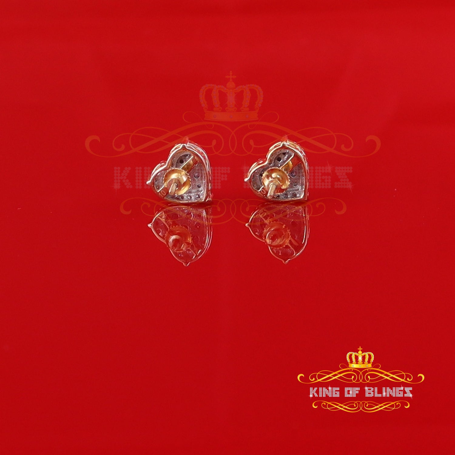 King Of Bling's Genuine 1.10ct Vvs 'D' Color Moissanite Heart Earring 10k Real Yellow Gold KING OF BLINGS