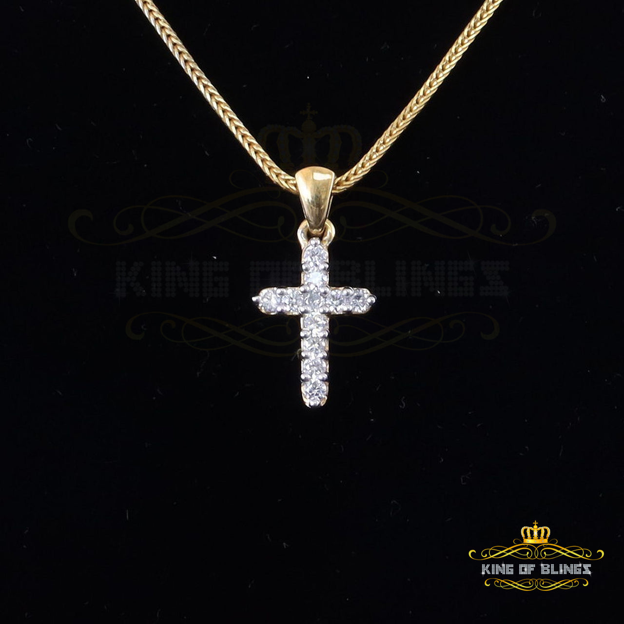 Promising Fancy Yellow Sterling Silver Cross Pendant with 1.21ct Cubic Zirconia