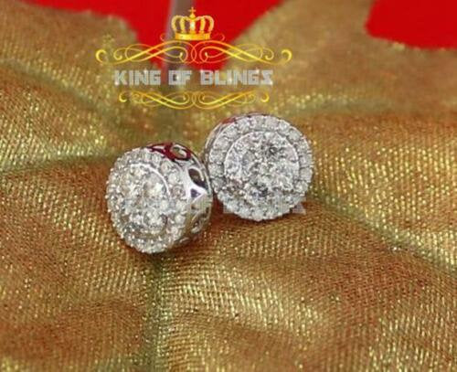 King Of Bling's 1.00ct Diamonds Real 10K Gold Stud White Round For Women's / Men's Earrings
