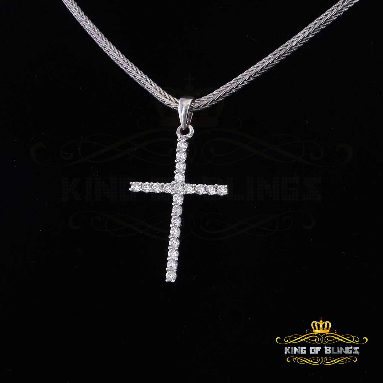 White Sterling Silver Pendant 2.31ct Cubic Zirconia Stone Beautiful CROSS Shape