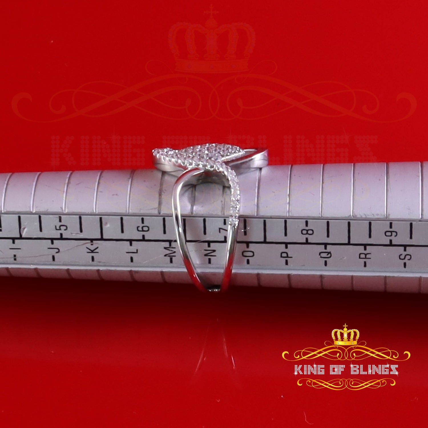 King Of Bling's925 Silver Kite Shape Natural White 25 Cubic Zirconia stones Women's Ring Size 7 KING OF BLINGS