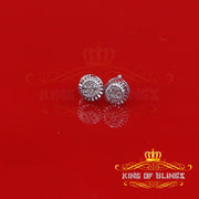 King Of Bling's 925 Sterling Silver 0.05ct Diamond White Stud For Women's Style Round Earrings KING OF BLINGS