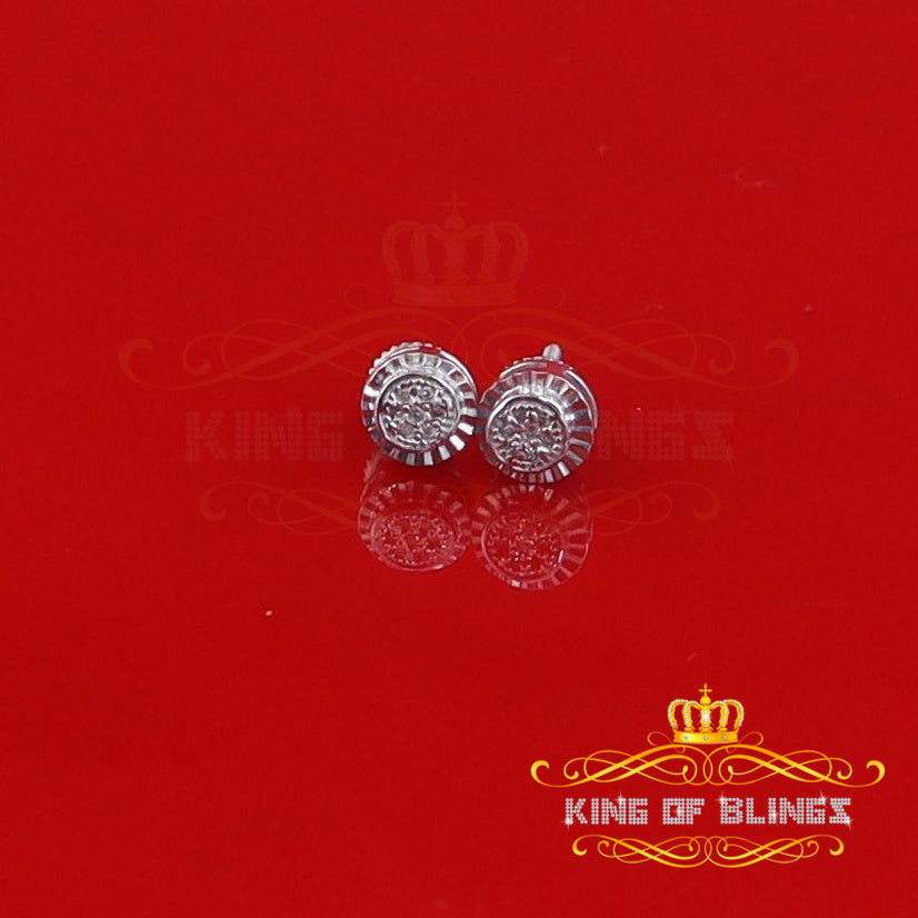 King Of Bling's 925 Sterling Silver 0.05ct Diamond White Stud For Women's Style Round Earrings KING OF BLINGS