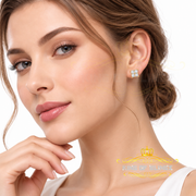 King Of Bling's 0.05ct Diamond Stud Earrings For Women Yellow 925 Sterling Silver Stud For Men KING OF BLINGS