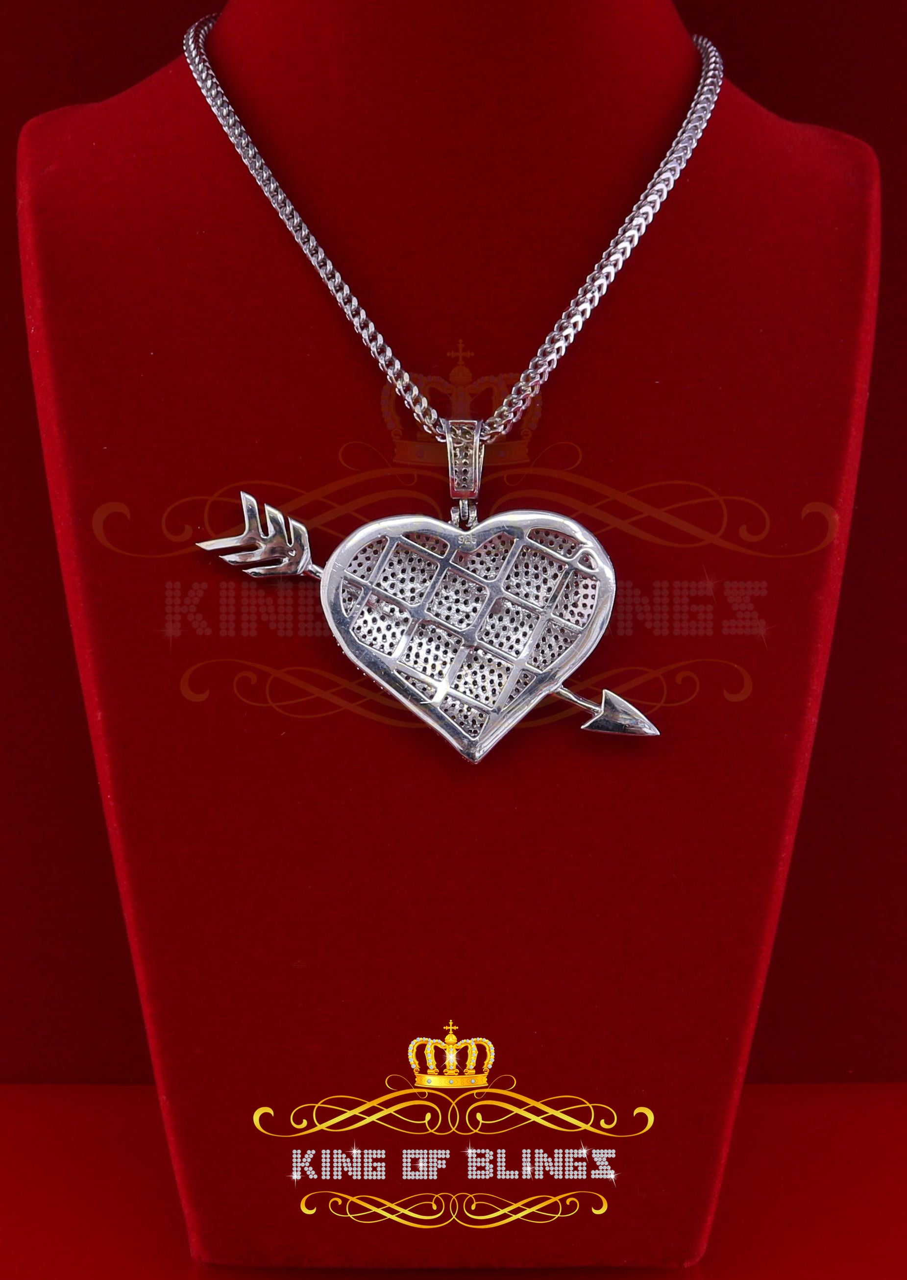 White Special Heart arrow Shape Sterling Silver Pendant 13.58ct Cubic Zirconia KING OF BLINGS