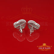 King Of Bling's Aretes Para Hombre 925 White Silver 0.33ct Diamond Women's Heart Style Earrings KING OF BLINGS