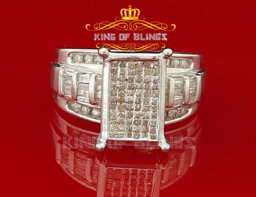 King Of Bling's 925 Sterling Silver 1.00CT Real Diamond Cinderella Womens White Ring Size 7.5 KING OF BLINGS