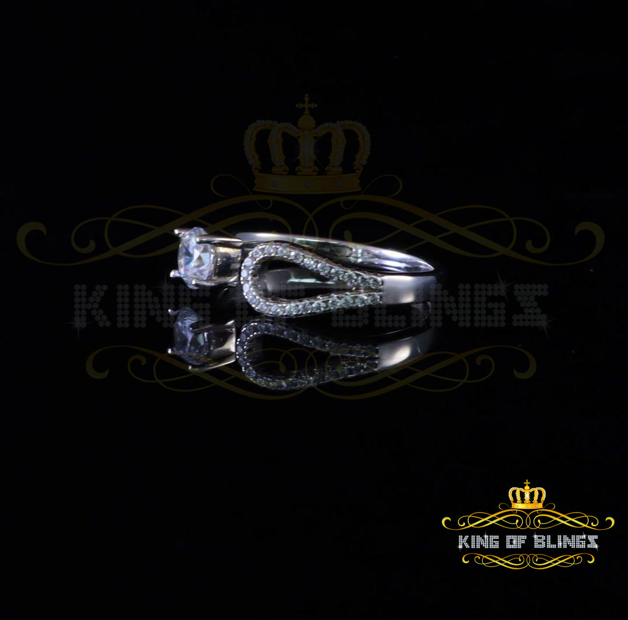 King Of Bling's1.00ct Cubic Zirconia 925 White Silver Fashion Womens Ring Size 7