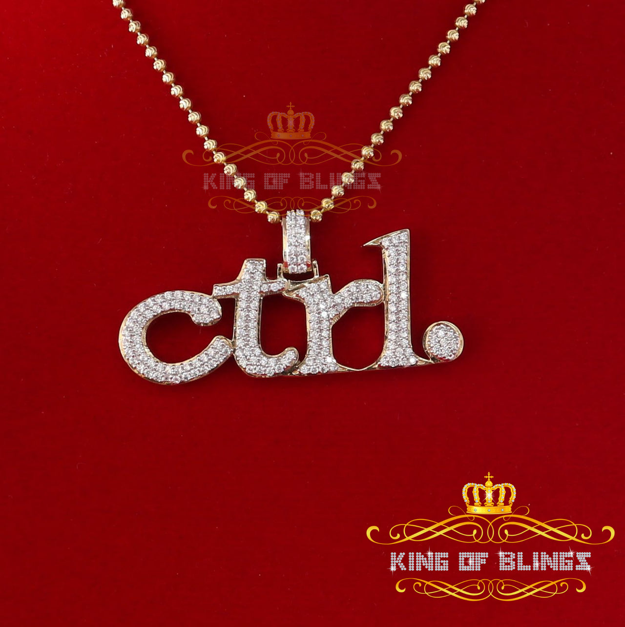 Create Your Own Custom Design in 925 Sterling Silver CONTROL Sing Shape Pendant with 1.76ct Cubic Zirconia KING OF BLINGS