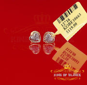 King of Blings-Aretes Para Hombre Heart 925 Yellow Silver 0.05ct Diamond Women & Men Earring KING OF BLINGS