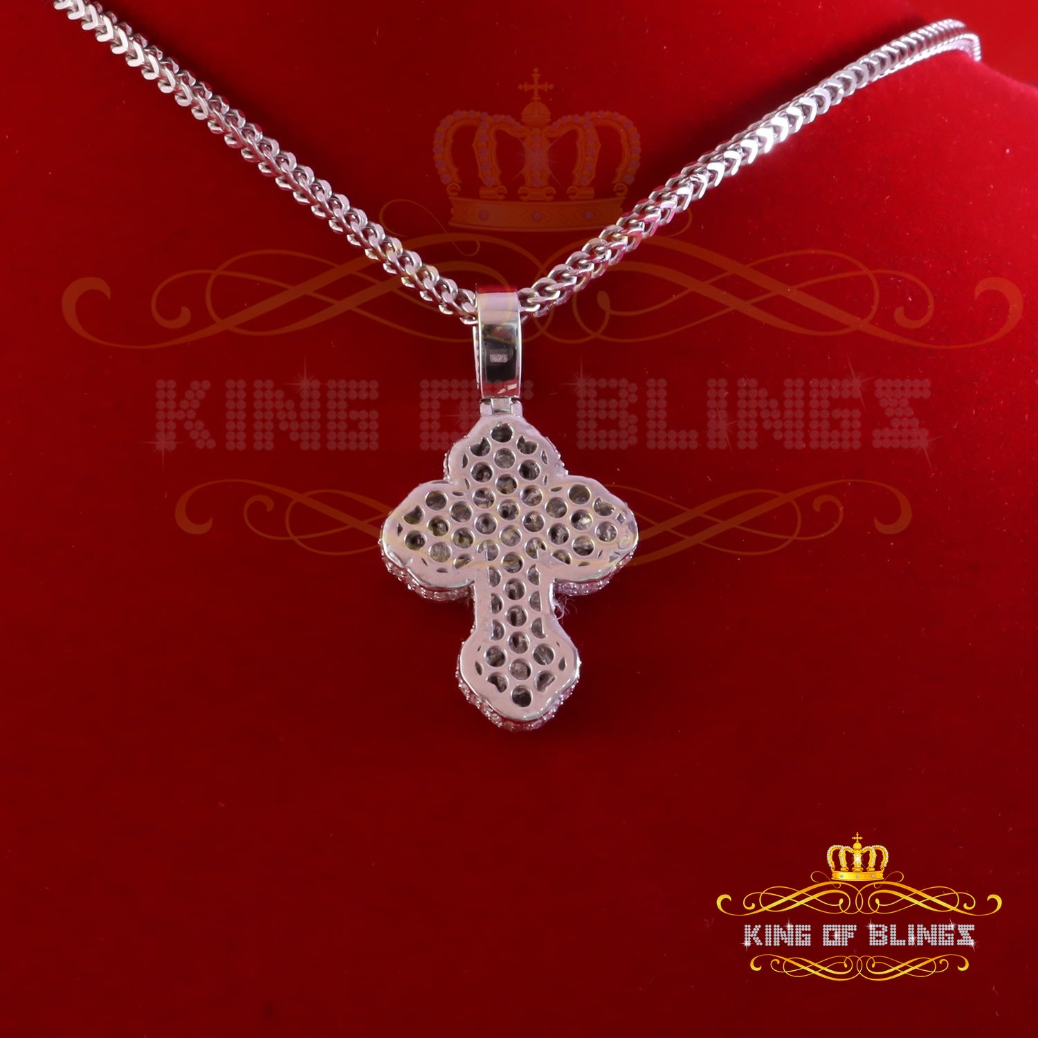King Of Bling's New Buttony Cross 925 Silver White 4.50ct VVS D Moissanite Pendant Men's/Womens KING OF BLINGS