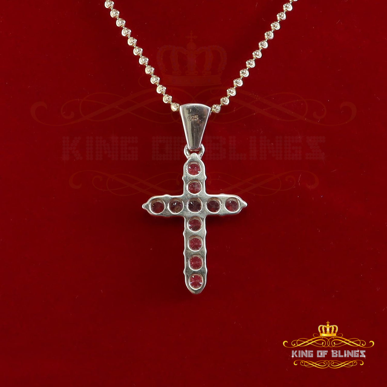 King of Bling's Yellow Sterling Silver Cross Pendant with 4.40ct Cubic Zirconia