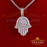 King Of Bling's Pendant 8.0ct VVS D Moissanite White Sterling Silver Charm Hamsa Men's & Women's KING OF BLINGS