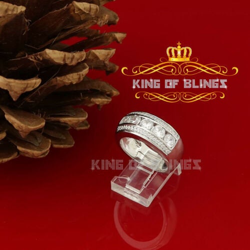 King Of Bling's4.00ct Cubic Zirconia White Silver Round Men's Ring Size 10