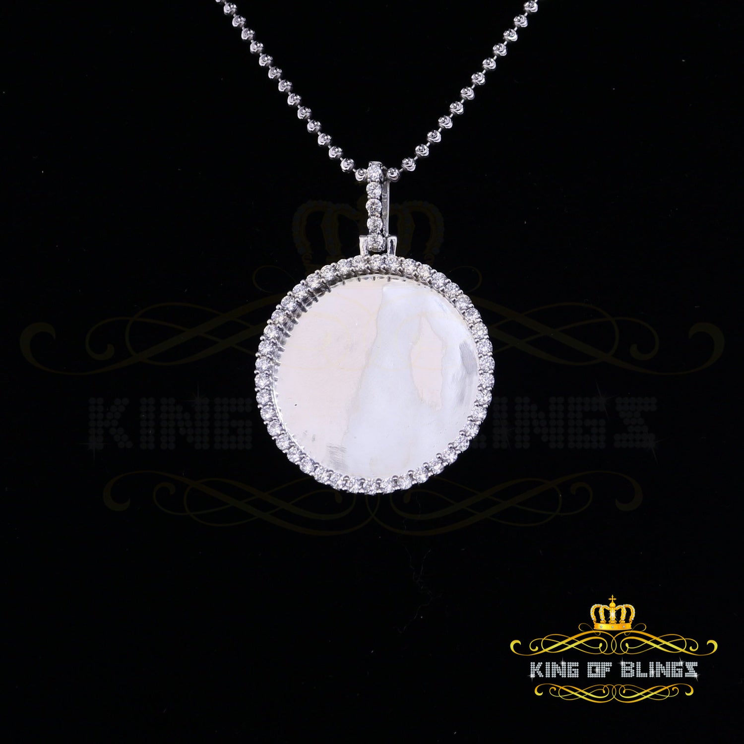King Of Bling's Attractive 925 Sterling White Silver Pendant Round with 2.82ct Cubic Zirconia KING OF BLINGS