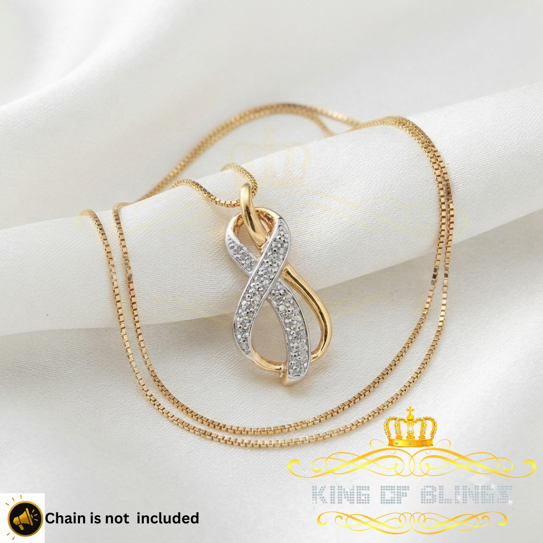 King Of Bling's Real 0.10ct Diamond 925 Silver Twisted Infinity 1.00inch Yellow CharmPendant KING OF BLINGS