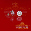 King of Blings- 925 White Sterling Silver 2.88ct Cubic Zirconia Women's Hip Hop Floral Earrings KING OF BLINGS