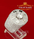 11.25ct White 925 Silver Cubic Zirconia Men's Adjustable Ring From Size 10 to 12 KING OF BLINGS