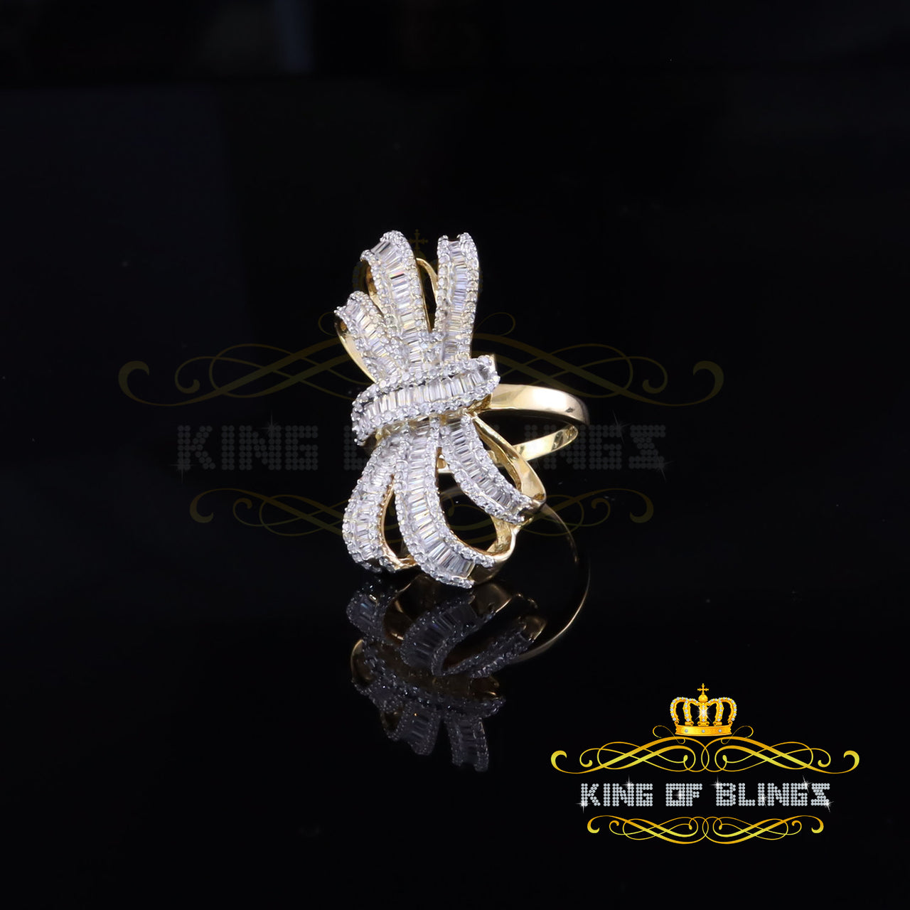 King Of Bling's 4.20ct Cubic Zirconia Cocktail Ring In Yellow 925 Silver Womens Ring Size 9