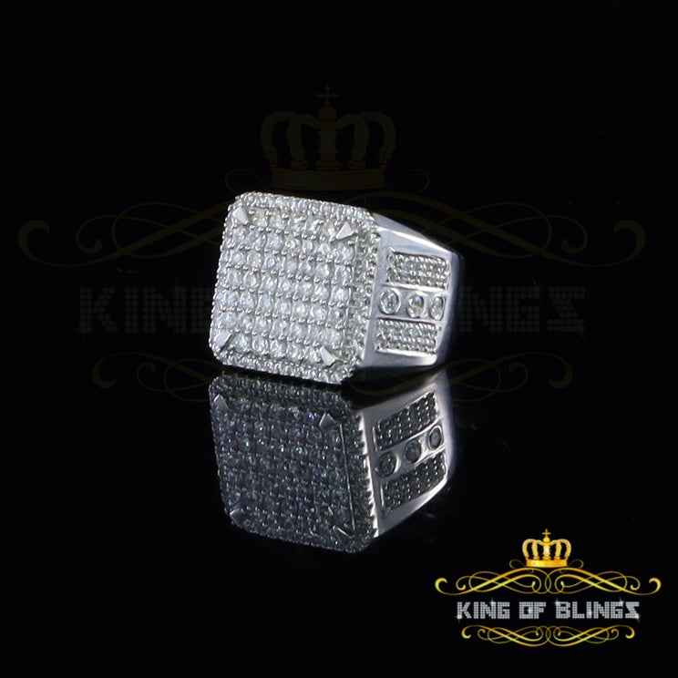 King Of Bling'sWhite Silver 4.90ct Cubic Zirconia Square Men's Adjustable Ring SZ 9.5 to 11.5
