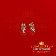 King of Blings-0.05ct Diamond 925 Sterling Yellow Silver Women's & Men's Club Suit Stud Earring KING OF BLINGS